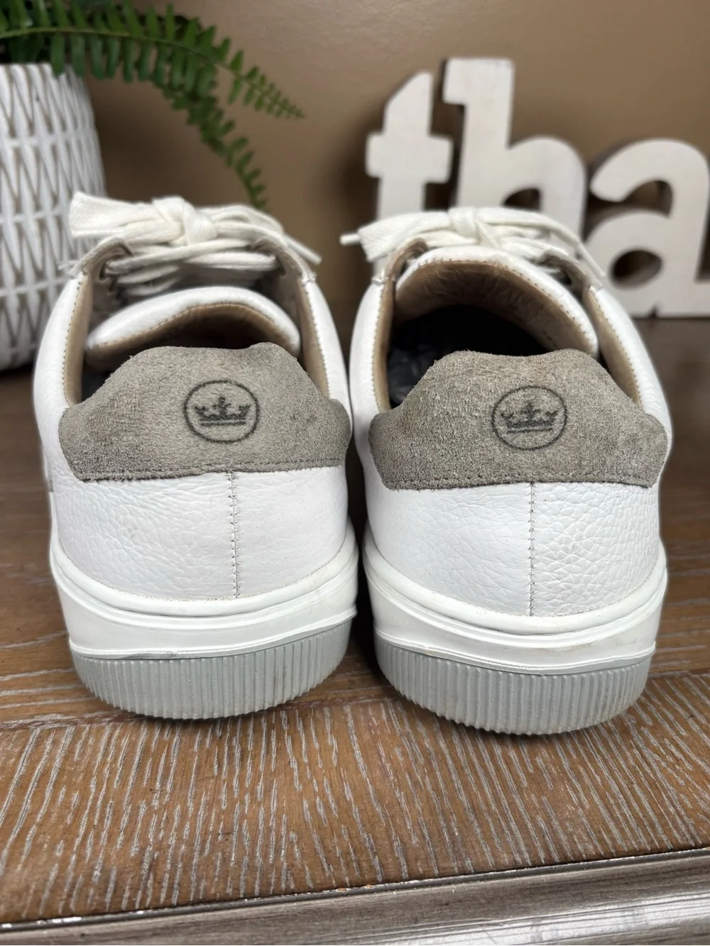Peter Millar Collection Vantage Pebble Grain Leather White Sneakers Size 9M